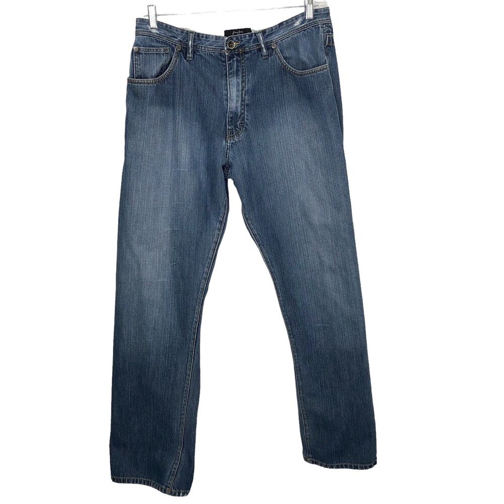 Sean John Straight Leg Loose Fit Dark Blue Wash Cotton Men's Jeans 36 X 32